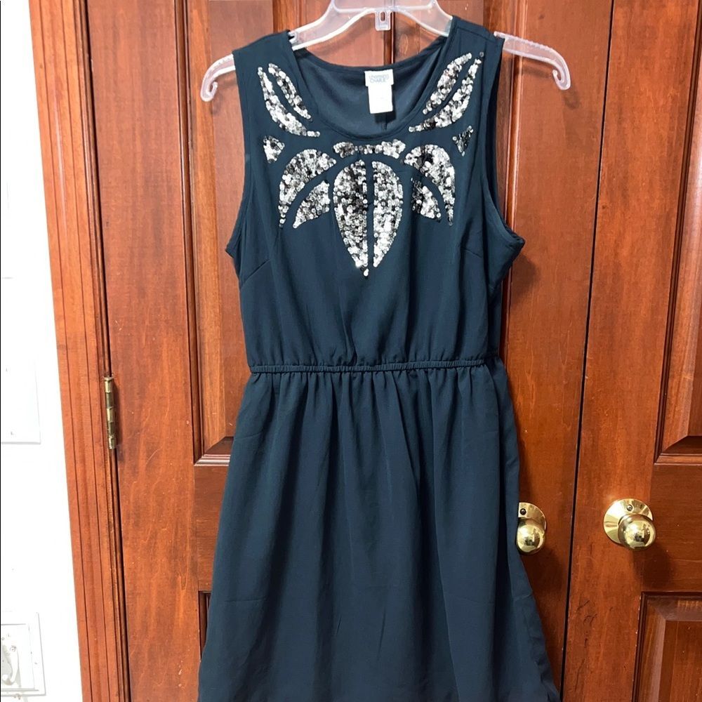 Charming Charlie Navy Dress with Silver Sequin Design